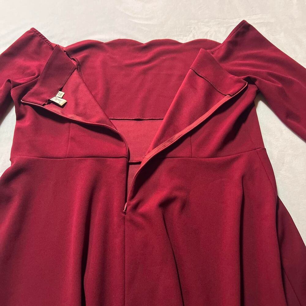 Miss may scalloped neck dress burgundy formal dress midi - Picture 7 of 7